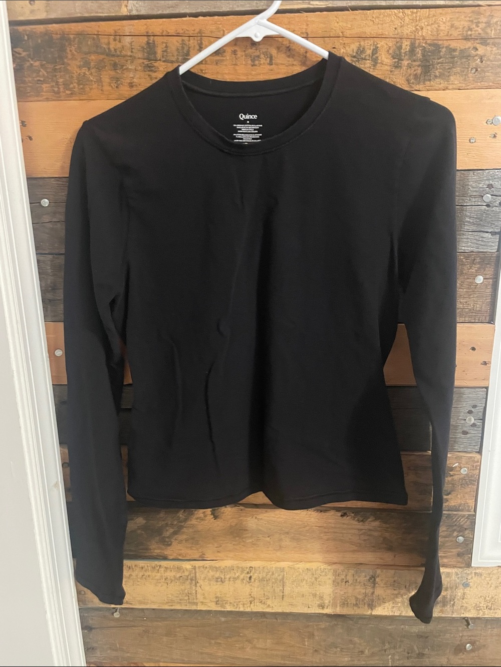 Quince Black Long-Sleeve Crewneck Top